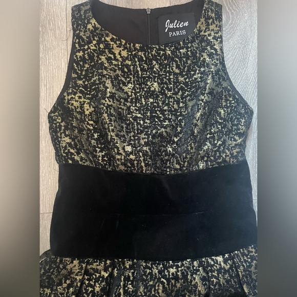Julien Paris size 2 metallic gold black sleeveless dress - Picture 9 of 12